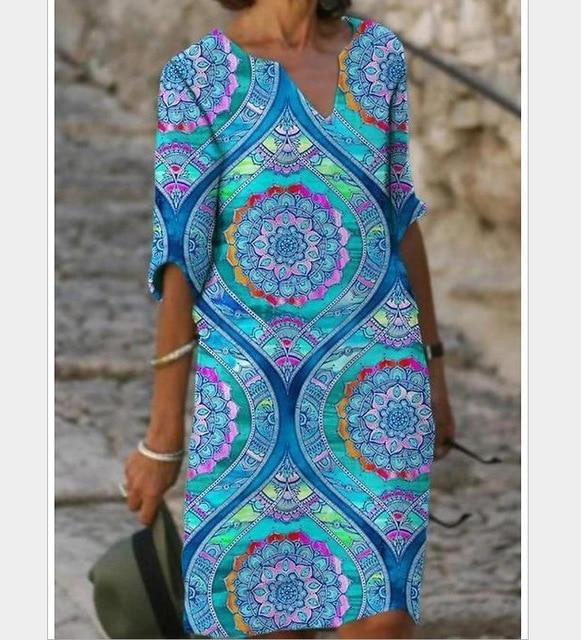 Apparel & Accessories > Clothing > Dresses - Colorful Printing Summer Dress