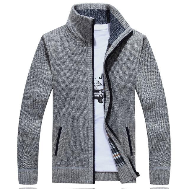 Apparel & Accessories > Clothing > Outerwear > Coats & Jackets - Mens Sweater-Coat Cardigan
