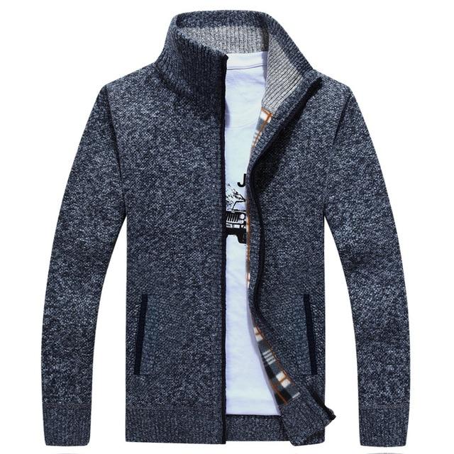Apparel & Accessories > Clothing > Outerwear > Coats & Jackets - Mens Sweater-Coat Cardigan