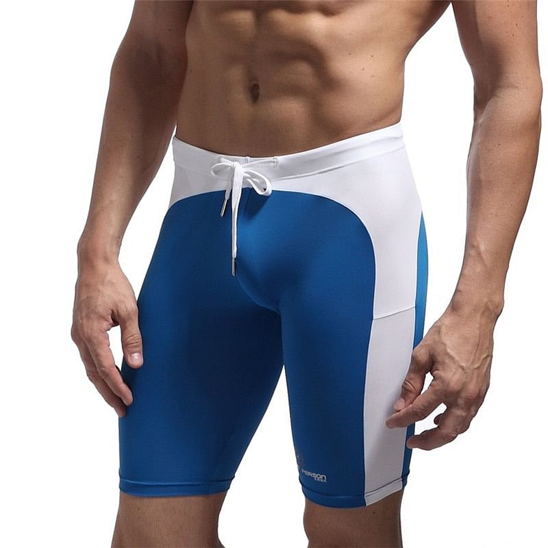 Mens knee length swim on sale trunks