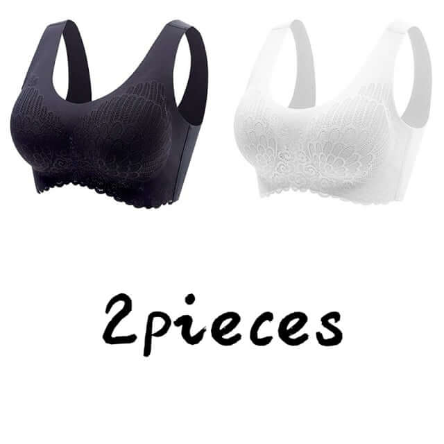 Plus Size Seamless Wireless Bra Set In Solid Color (3pcs)