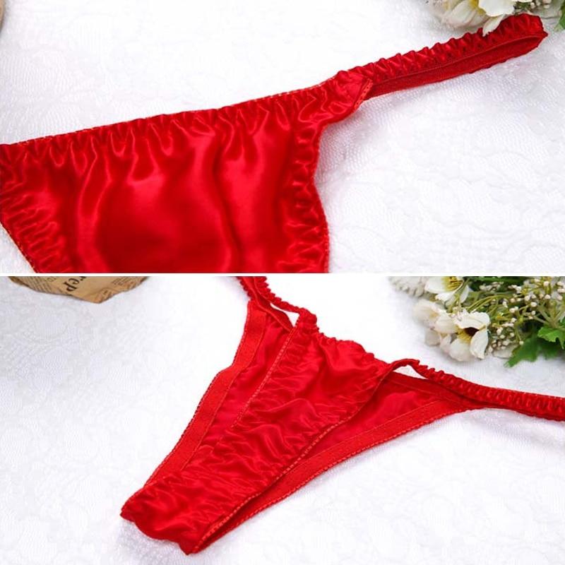 Apparel & Accessories > Clothing > Underwear & Socks - Red Silk T-Back Thong