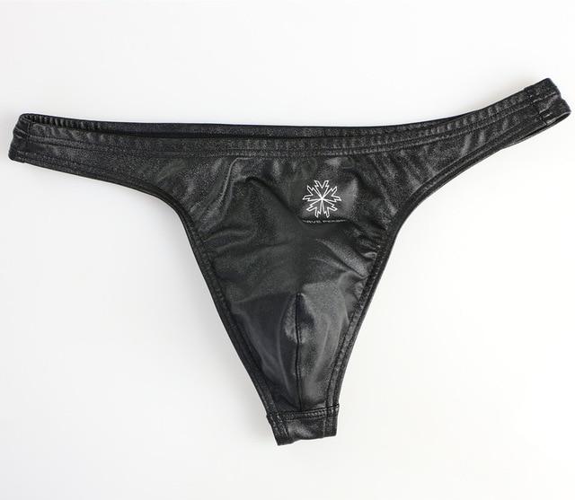 Men's Black Leather Thong Men's Underwear Fashion NetClub