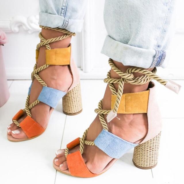 Women Pumps-Gladiator Lace Up Sandals - Fashion NetClub
