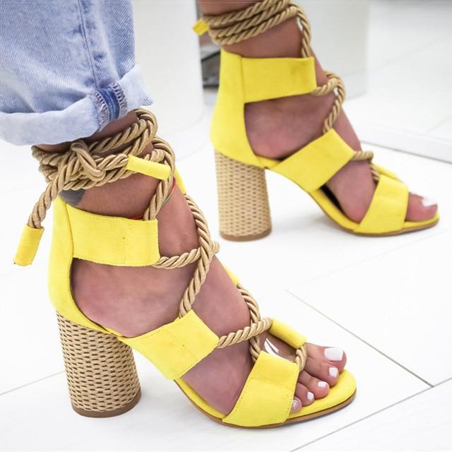 Women Pumps-Gladiator Lace Up Sandals - Fashion NetClub
